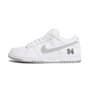 SB Dunk Low x Supreme 94 White Metallic Silver