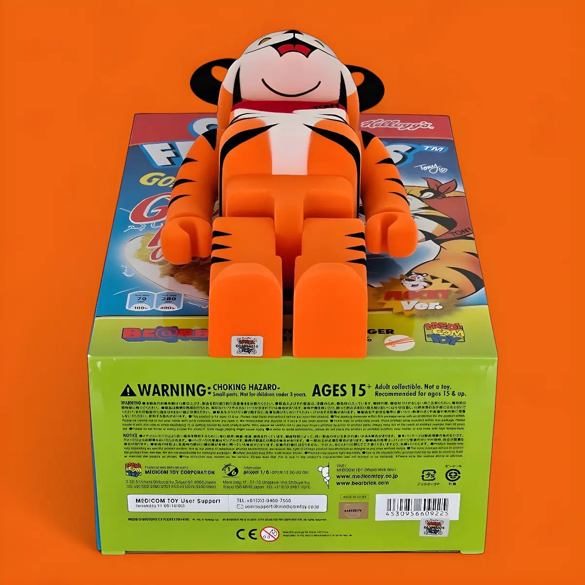 BE@RBRICK Tony the Tiger Flocky Version [Kellogg’s Corn Frosties] (100%+400%) - Image 3