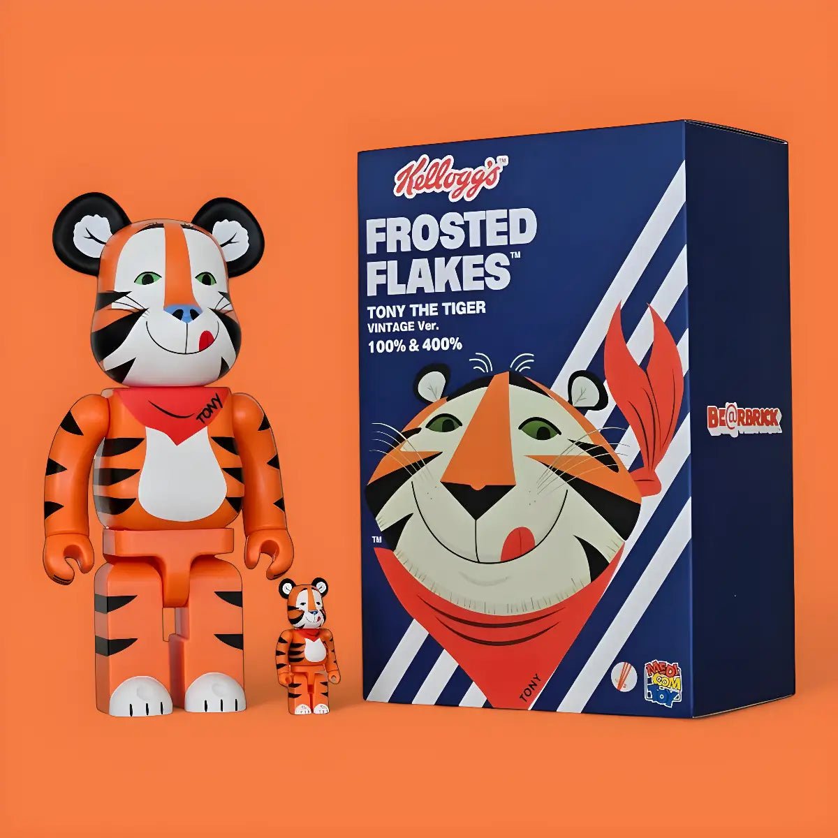 BE@RBRICK Tony the Tiger Vintage Version [Kellogg’s Corn Frosties] (100%+400%) - Image 2
